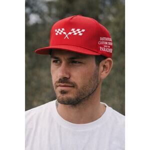 Fasthouse Getaway Hat Red Snapback One Size Adjustable Racing Cap NWT
